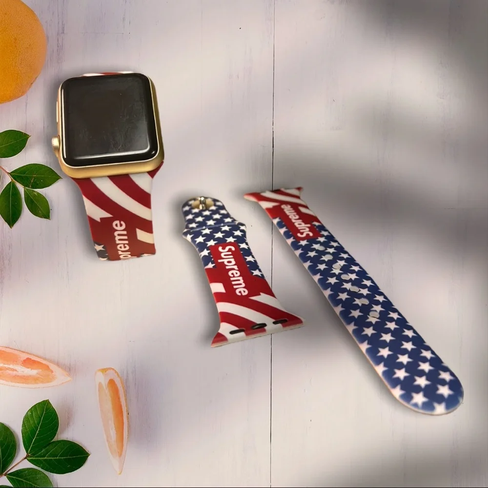 Watchband for Apple Watch in US Flag design in Retro Classic Hype Flag Design